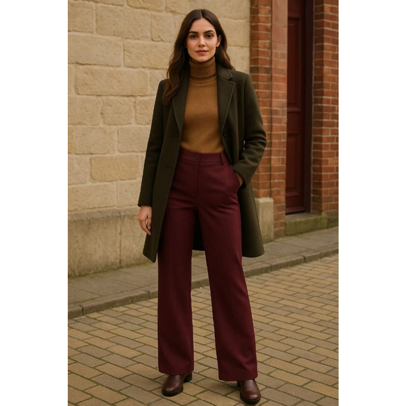 Boden Pants - Women's Boden Burgundy Wide Leg Pants Size 10